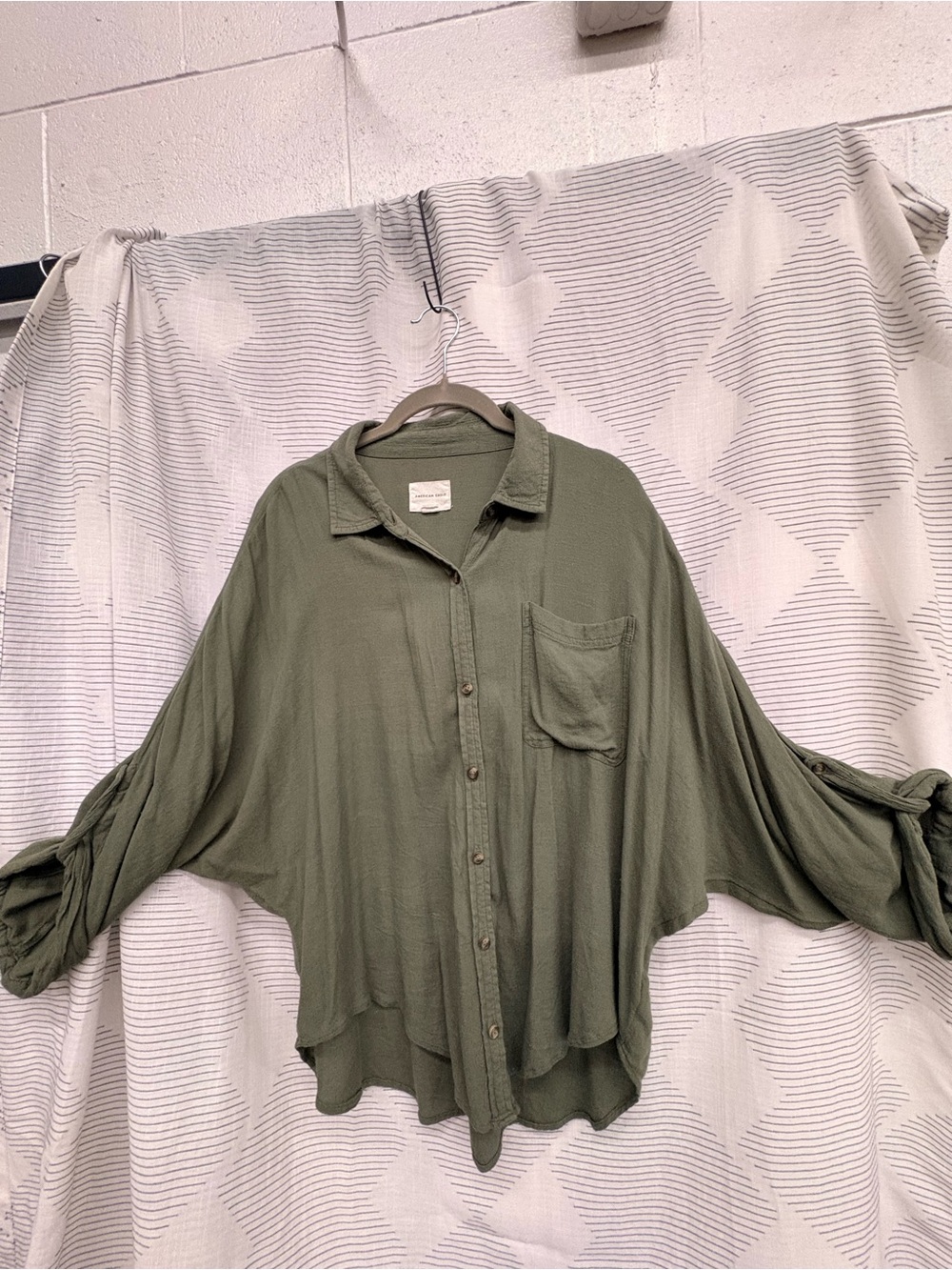 American Eagle Olive Green Oversized Knit Top
